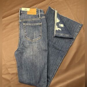 Judy Blue Shake It Off Dark Wash High Rise Tummy Control Destroyed Knee Flares